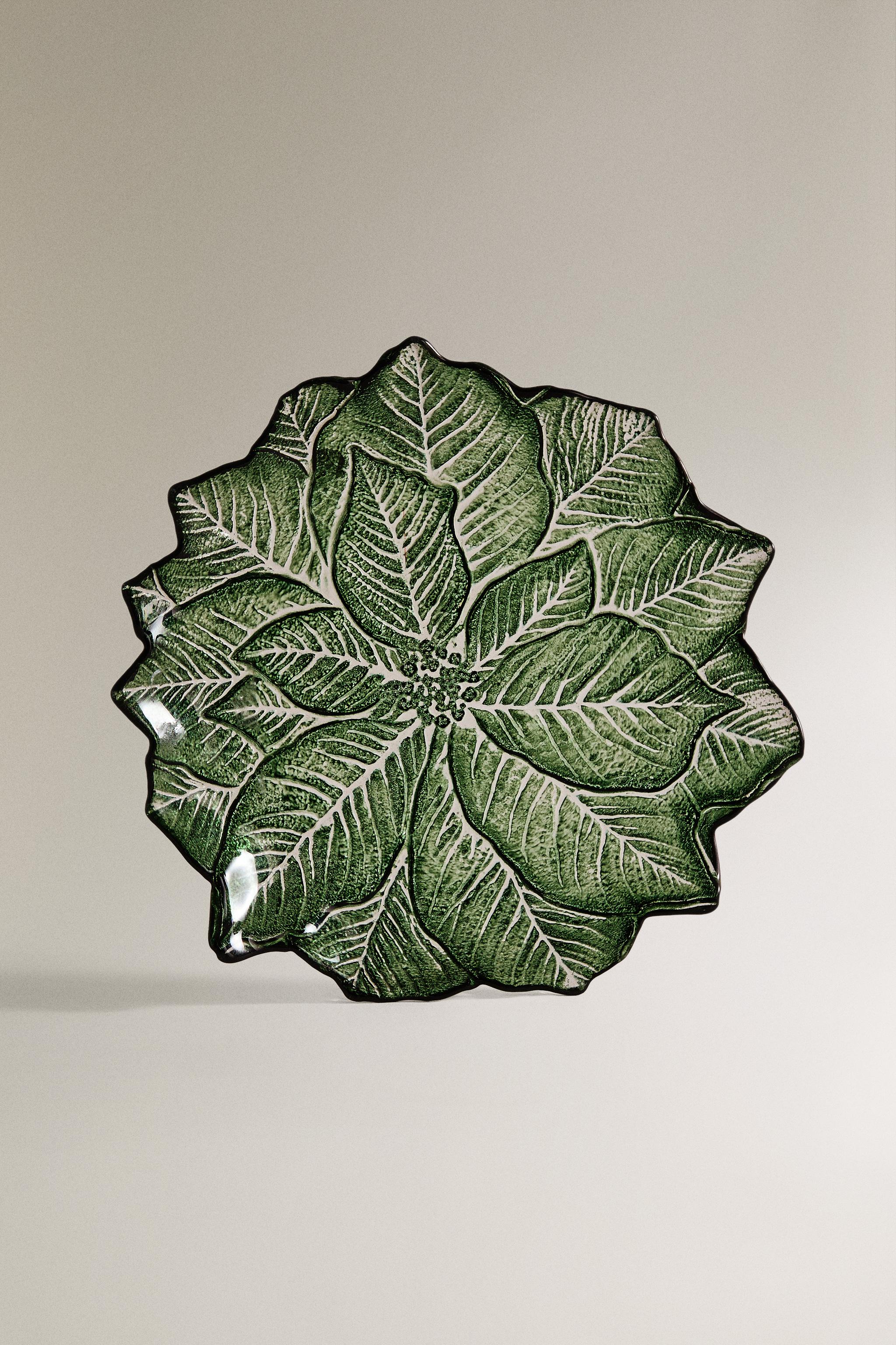 CHRISTMAS GLASS FLOWER DESSERT PLATE